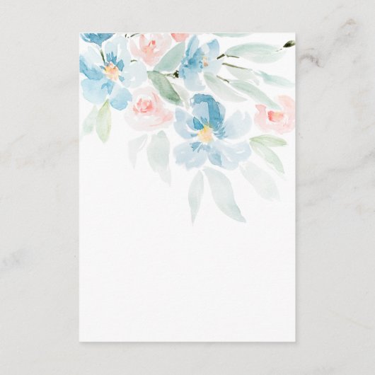 Waterverf Blush en Blue Wedding Details Informatiekaartje (Achterkant)