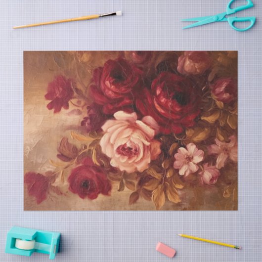 Waterverf blush en Bourgondische rozen  goud Tissuepapier (Craft)