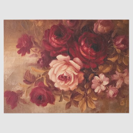 Waterverf blush en Bourgondische rozen  goud Tissuepapier (Voorkant)