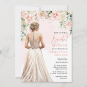 Waterverf blush en crème rozen eucalyptus goud kaart (Voorkant)