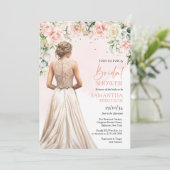 Waterverf blush en crème rozen eucalyptus goud kaart (Staand voorkant)