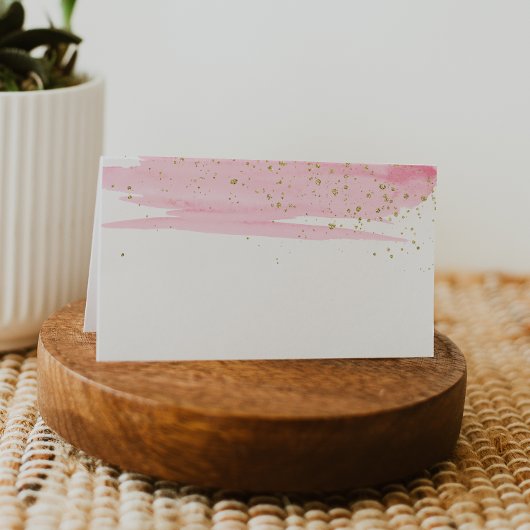 Waterverf Blush en Gold Buffet Etiket Kaarten Plaatskaartje
