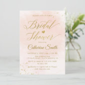 Waterverf Blush en Goud Vrijgezellenfeest Kaart (Staand voorkant)