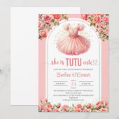 Waterverf blush en gouden tutu dress Baby shower Kaart (Voorkant / Achterkant)