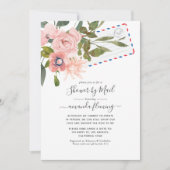 Waterverf Blush en Roos Gold Baby shower per post Kaart (Voorkant)