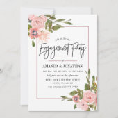 Waterverf Blush en Roos Gold Engagement Party Kaart (Voorkant)