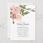 Waterverf Blush en Roos Gold Virtual Baby shower Kaart (Voorkant)