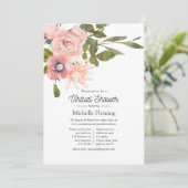 Waterverf Blush en Roos Gold Virtual Baby shower Kaart (Staand voorkant)