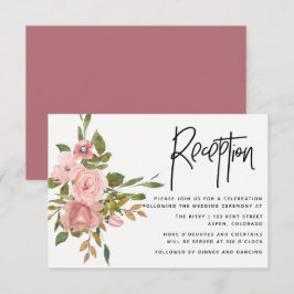 Waterverf Blush en Roos Gold Wedding Reception Kaart