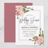 Waterverf Blush en Roos Gold Wedding Shower Kaart (Voorkant / Achterkant)