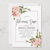 Waterverf Blush en Roos Gouden Repetitie Diner Kaart (Voorkant)