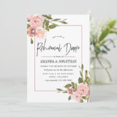 Waterverf Blush en Roos Gouden Repetitie Diner Kaart (Staand voorkant)