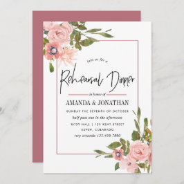 Waterverf Blush en Roos Gouden Repetitie Diner Kaart