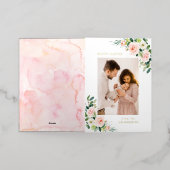 Waterverf Blush en White Floral Photo Easter Folie Feestdagenkaart (Buiten Laag)