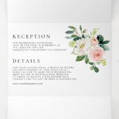 Waterverf Blush en White Flowers Spring Wedding Drieluik Uitnodiging (Binnenkant midden)