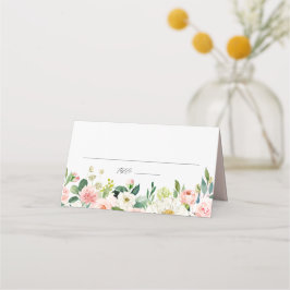 Waterverf Blush en White Flowers Wedding Plaatskaartje