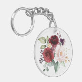 Waterverf Blush en wijn Floral Bridesmaid Keycha Sleutelhanger (Voorkant Links)