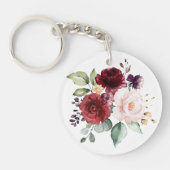 Waterverf Blush en wijn Floral Bridesmaid Keycha Sleutelhanger (Voorkant)