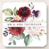 Waterverf Blush- en wijnbouillon-Passen getrouwd Bier Onderzetter (Voorkant)