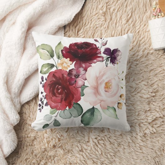 Waterverf Blush- en wijnbouillon-Passen getrouwd Kussen (Deken)