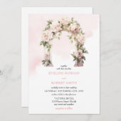 Waterverf blush en witte rozen trouwboog kaart (Voorkant / Achterkant)