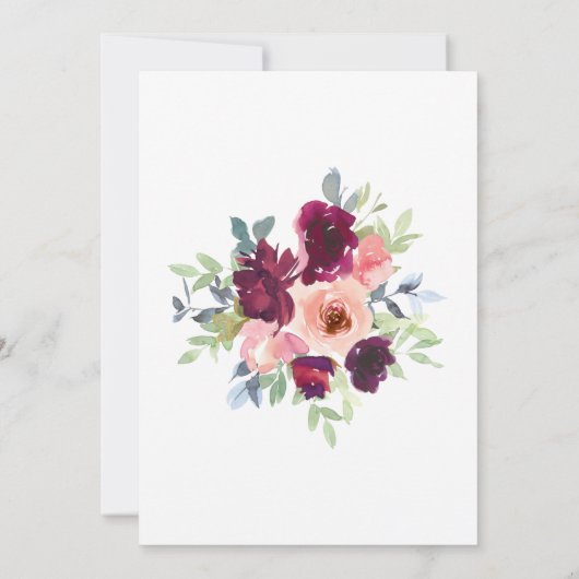 Waterverf Blush Floral Blue Dragon Baby shower Kaart (Achterkant)