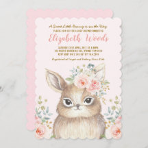 Waterverf Blush Floral Bunny Girl Baby shower