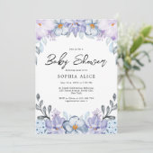 Waterverf Blush Floral Elegant Baby shower Kaart (Staand voorkant)