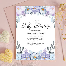 Waterverf Blush Floral Elegant Baby shower Kaart