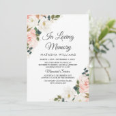 Waterverf Blush Floral Funeral Service Kaart (Staand voorkant)