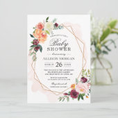 Waterverf Blush Floral Girl Baby shower Kaart (Staand voorkant)