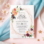 Waterverf Blush Floral Girl Baby shower Kaart