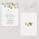 Waterverf Blush Floral Gold Foil Weddenschap - Geg Informatiekaartje (Voorkant / Achterkant)