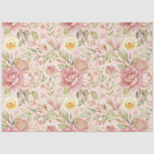 Waterverf Blush Floral Gold Glitter-decoupage Tissuepapier