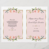 Waterverf Blush Floral Gold Lijst Wedding Program Flyer (Voorkant)