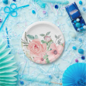 Waterverf Blush Floral Papieren Bordje (Feest)