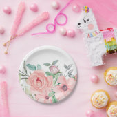 Waterverf Blush Floral Papieren Bordje (Feest)