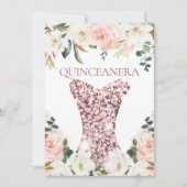 Waterverf Blush Floral Quinceanera 15th Birthday Kaart (Voorkant)