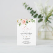 Waterverf Blush Floral Roos Gold Wedding Details Informatiekaartje (Staand voorkant)
