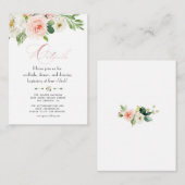 Waterverf Blush Floral Roos Gold Wedding Details Informatiekaartje (Voorkant / Achterkant)
