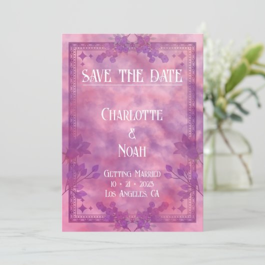 Waterverf Blush Floral Save the Date Kaart (Staand voorkant)