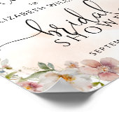 Waterverf Blush Floral Shower WelkomstPoster Poster (Hoek)