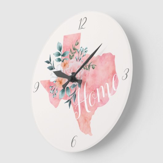 Waterverf Blush Floral Texas Rustic Pink Grote Klok (Hoek)