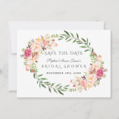 Waterverf Blush Floral Wreath Vrijgezellenfeest Save The Date (Voorkant)