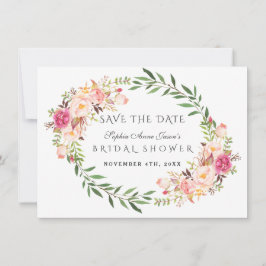 Waterverf Blush Floral Wreath Vrijgezellenfeest Save The Date