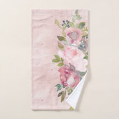 Waterverf Blush Florals op vervormd roze Bad Handdoek (Handdoek)