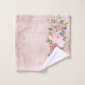 Waterverf Blush Florals op vervormd roze Bad Handdoek (Wasdoekje)
