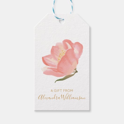 Waterverf Blush Flower op maat van een cadeau van Cadeaulabel (Voorkant)