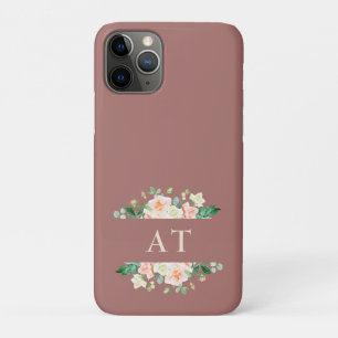 Waterverf Blush Flowers Dark Peach Monogram Case-Mate iPhone Case