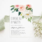  Waterverf Blush Flowers Diner Party Kaart